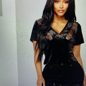 Fashion Nova see through velvet top. US S